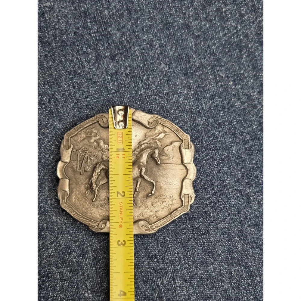 Vintage 1976 Bergamot Brass Works Stallion Horse Belt Buck